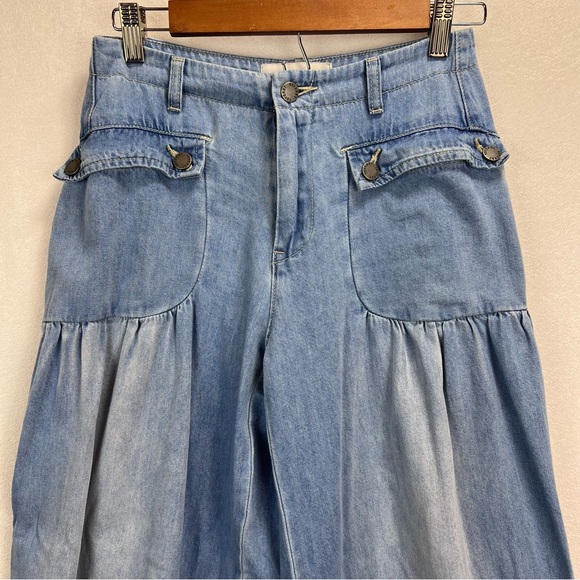 Veveret Light Wash Ankle Drawstring Jeans Size Small Baggy Balloon Pants - Picture 6 of 14